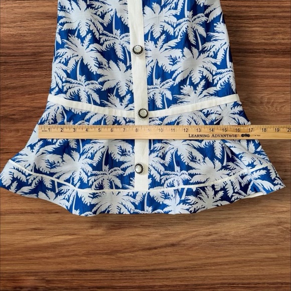 Alexis Lisel Dress Blue White Palm Jacquard Printed Mini Dress Size XL - Picture 7 of 14